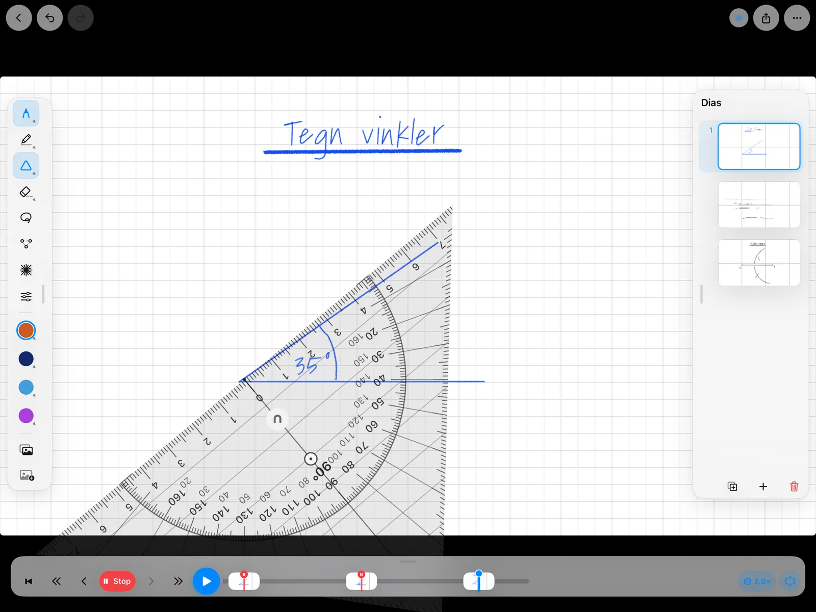 Vinkelkonstruktion med geometritrekant