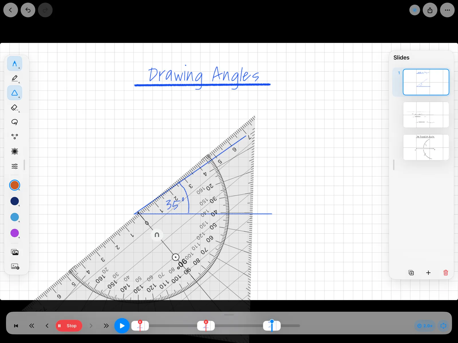 Constructing an angle with the set square